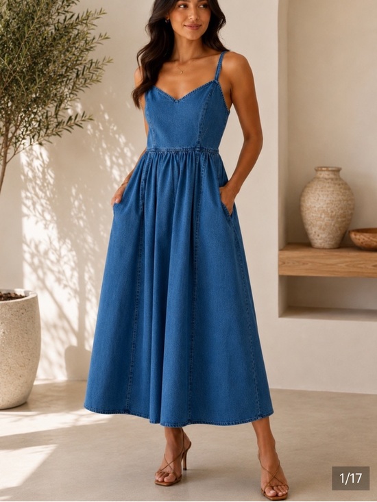 GAP Dresses & Skirts - NWOT GAP Blue Denim Sweetheart Maxi Dress